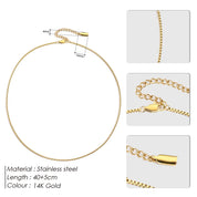 Elegant 14K Gold Plated Stainless Steel Box Chain Necklace for Women 1.5mm Thin Venetian Link Choker Jewelry Gift Non-Tarnish