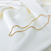 Elegant 14K Gold Plated Stainless Steel Box Chain Necklace for Women 1.5mm Thin Venetian Link Choker Jewelry Gift Non-Tarnish